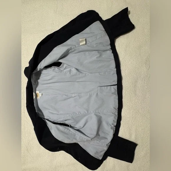 Talbots Stretch Size 10 Navy Blue Cotton Short Blazer - Picture 5 of 13